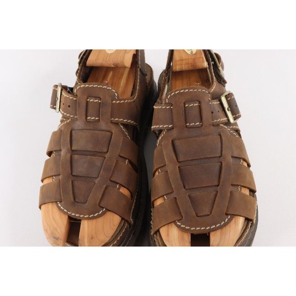 Vintage Streetwear Grunge Mens 8 Chunky Platform Fisherman Leather Sandals Brown main image 4